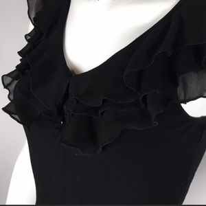 Sexy Black 100% silk, button down, sz 6 Blouse